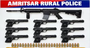 Amritsar में तस्करी के 2 नेटवर्क का पर्दाफाश, 4 गिरफ्तार; M-16 समेत 10 हथियार और 15 किलो अफीम बरामद